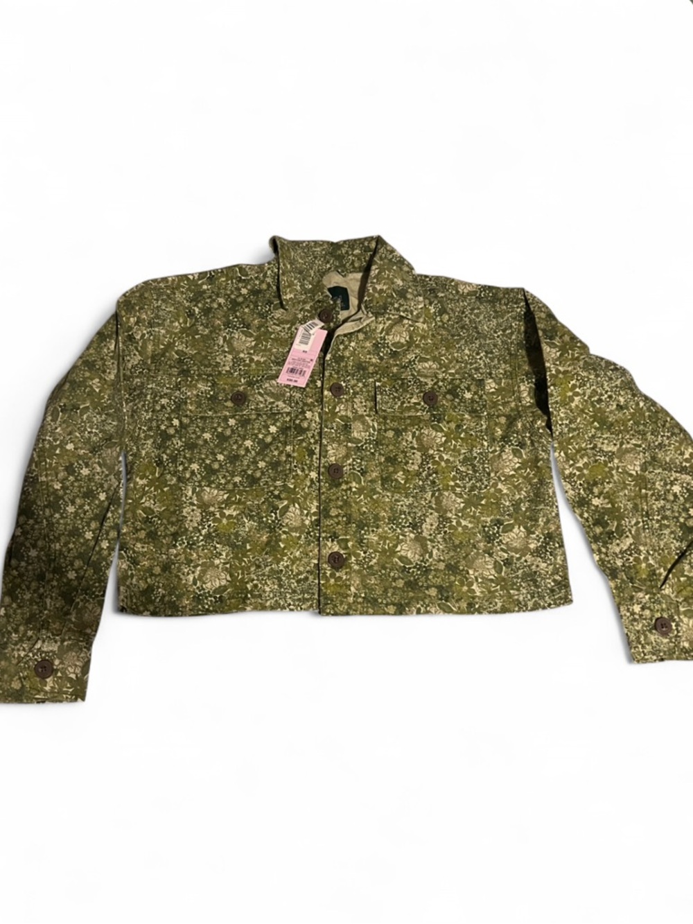 wild fable Olive Green Floral Cropped Jacket NWT